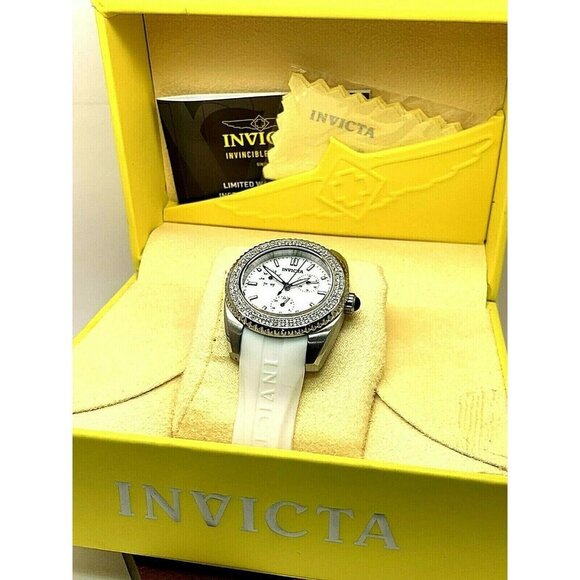 Invicta Women's Watch 28486 Angel 38mm White Dial Crystals Accent Rubber Strap - Picture 3 of 13